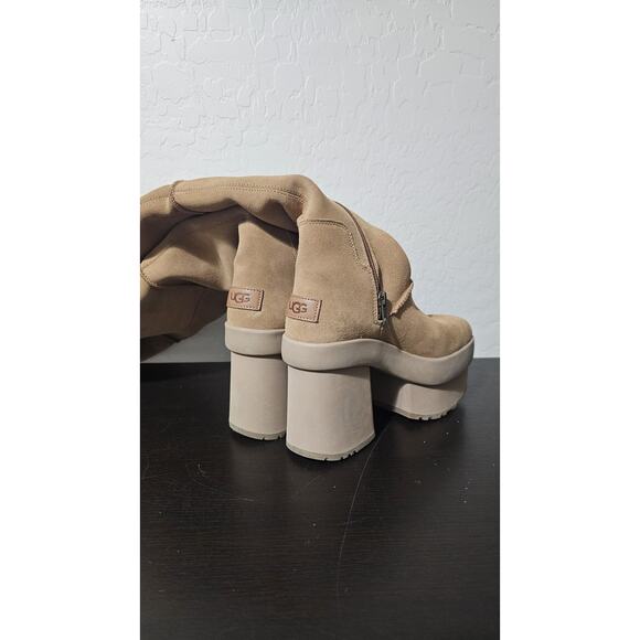 UGG New Heights Platform Xtra Chestnut Suede Women's Tall Pull-on Boots US 8 - Picture 2 of 5